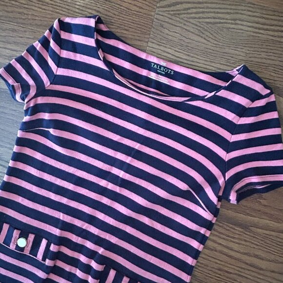 Talbots Striped Midi Dress Size Small Petite Academia Teachercore Casual Office - Picture 4 of 8